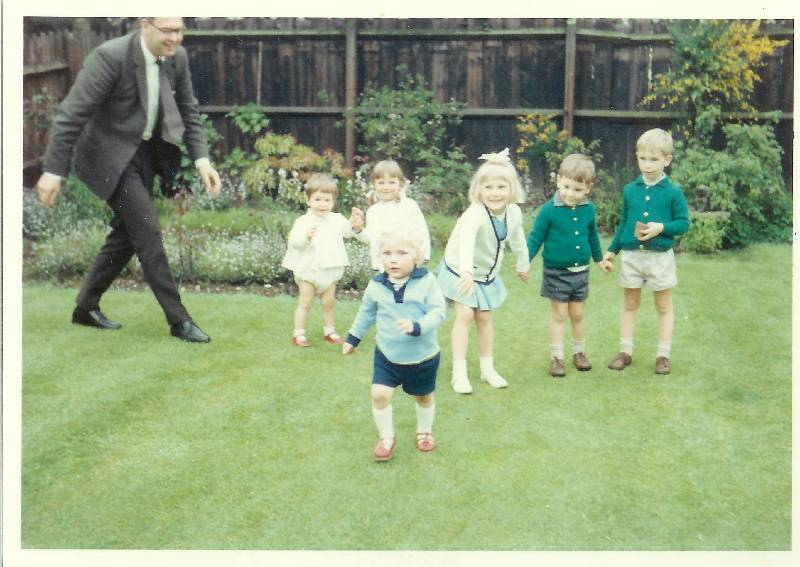 1967 May, Peter Age 2yr 6 mo w Andrew & Polish Friends in Birmingham, England