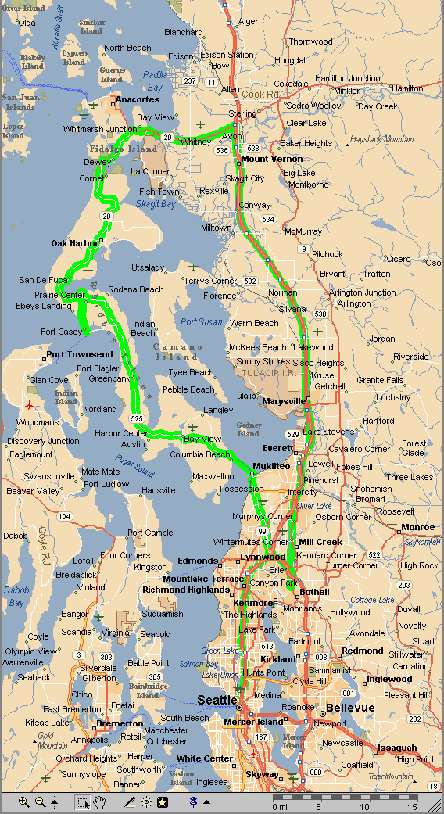 Whidbey Island Trip Route